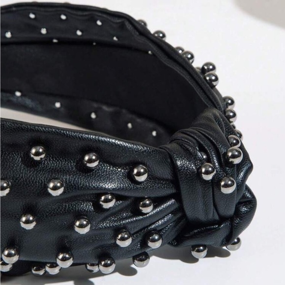PU leather Knot Faux Pearl Headband Y2k ,Hairband, Hair Hoop Headbands, - Picture 3 of 11